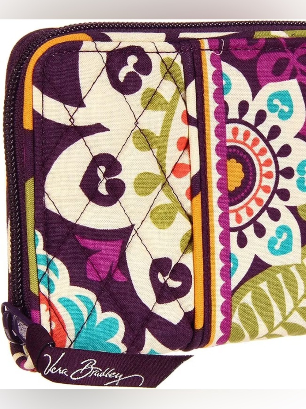 Vera Bradley Plum Crazy Quilted Zip Wallet